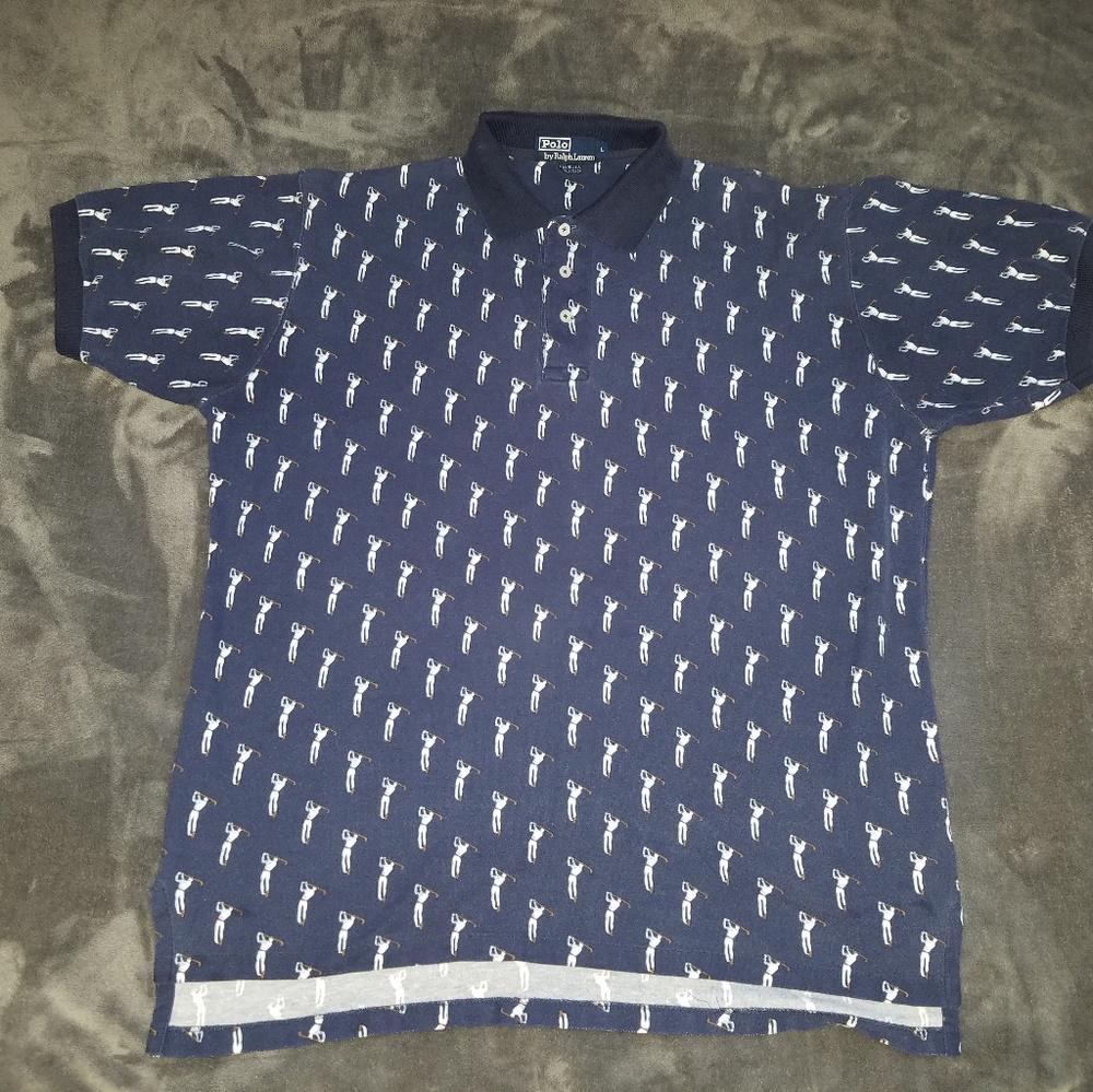 VINTAGE POLO ALL OVER GOLFER PRINT. MADE IN USA